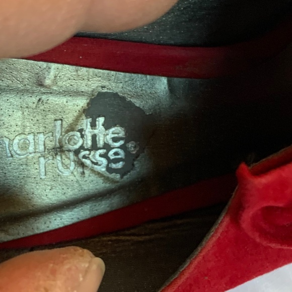 🎉Host Pick🎉Charlotte Russe Red Suede Feel Heels Open Toe and Gorgeous Ruffles! - Picture 10 of 10